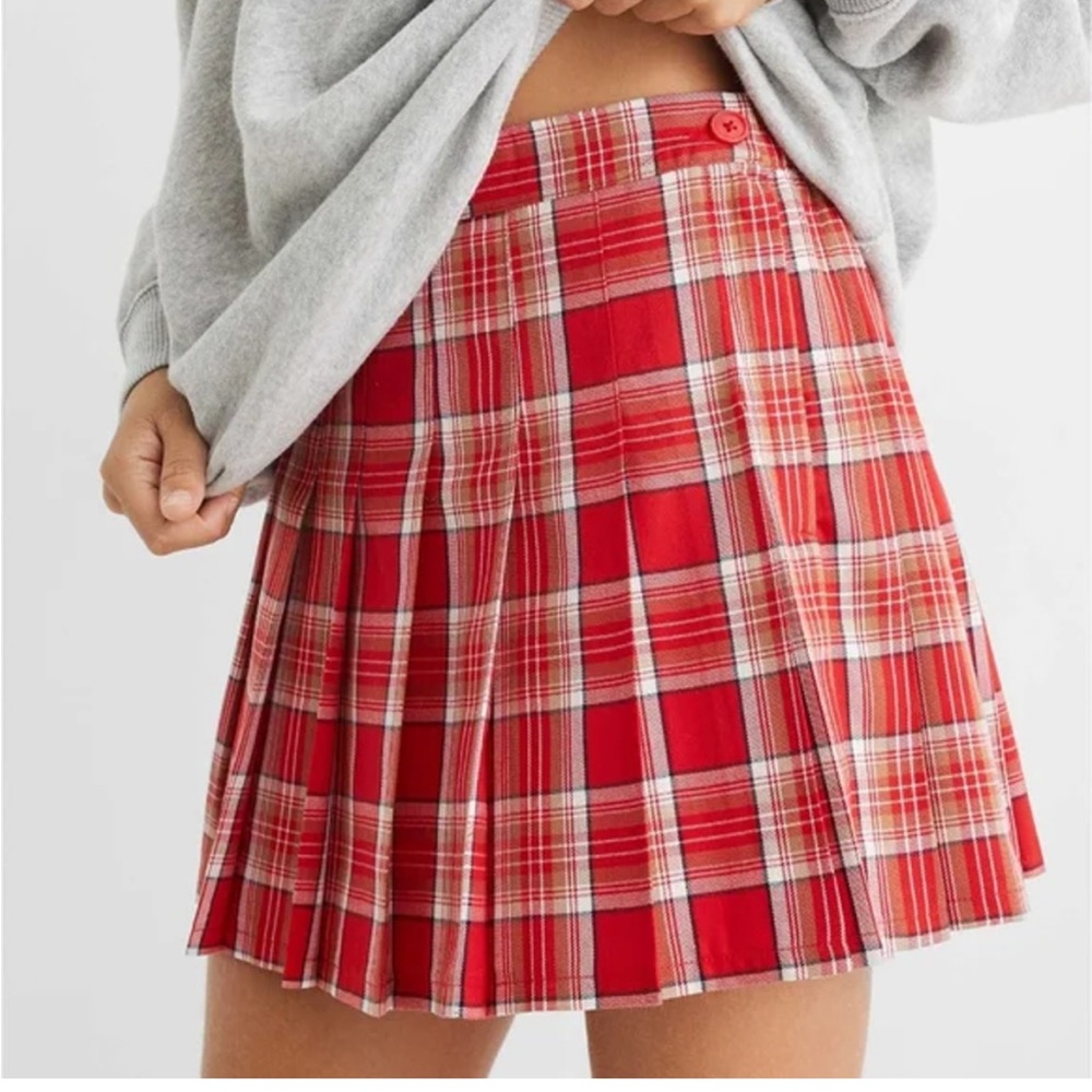 Aerie XS Plaid Class Act Pleated Mini Skirt